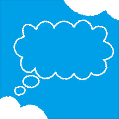 ちぎり絵のようにジワジワ滲んだラフなアウトラインの白い雲のようなフキダシ・フレームシリーズ。セリフや名札（ネーム）やワッペンに。ベクター素材