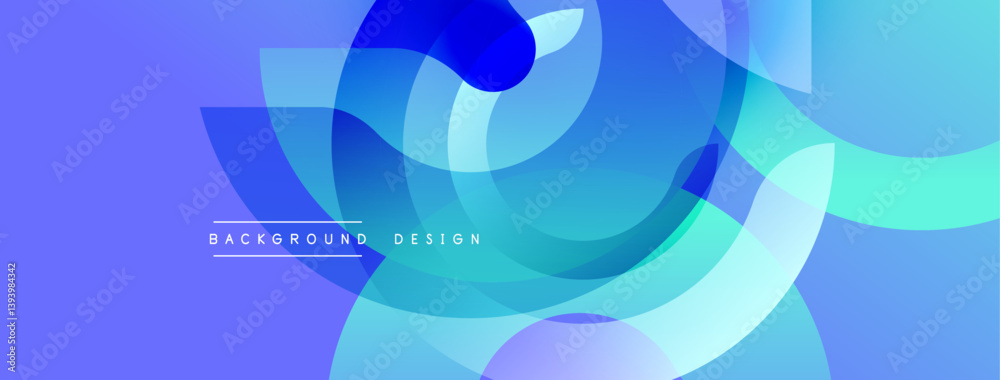 Leinwandbilder Abstract composition featuring overlapping circular layers. Gradient shades of blue, turquoise, green create dynamic visual effect. Modern design suitable for backgrounds, presentations.