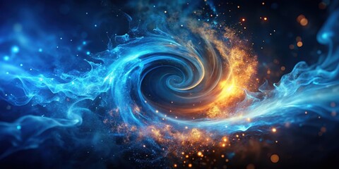 Swirling blue mist with glowing embers, vibrant, light,  vibrant, light,blurred background, blurred effect, intense