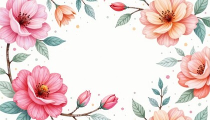 Fototapeta premium Delicate watercolor floral pattern, soft pastel hues seamlessly blend, background, romantic, soft