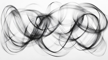Abstract black ink lines swirling on a white background in an artistic and modern style