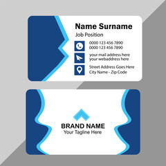 Blue modern creative business card and name card horizontal simple clean template