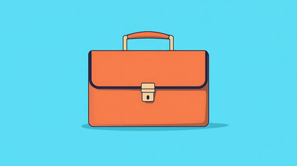 A brown briefcase with a gold handle sits on a blue background