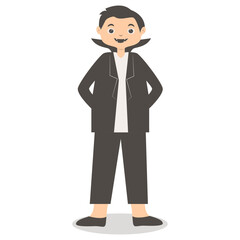 Cute Halloween Kid Character with Costume. Vector Illustration.