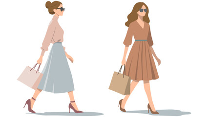 Fashion Woman Shopping Illustration.