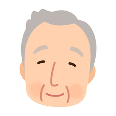 笑顔のシニア男性　高齢者　顔　アイコン