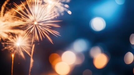 Colorful fireworks burst into the night sky, creating a vibrant display that enhances the joyful atmosphere of the urban celebration