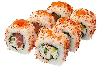 A realistic photo of Spicy Tuna Roll, hyper-realistic, isolated on white