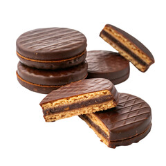 Chocolate wafers isolated on white background