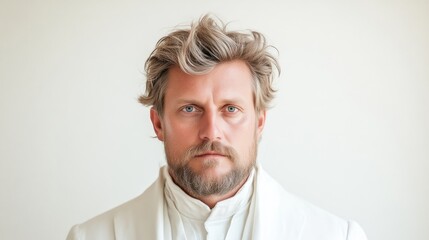 Obraz premium Serious man in white attire