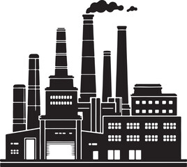 Obraz premium vector illustration of industrial factory, black silhouette vector