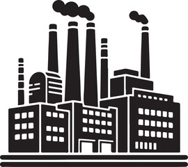 vector illustration of industrial factory, black silhouette vector