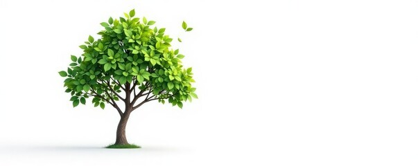 Fototapeta premium Simple tree with a few leaves on white background, trees, nature, branch