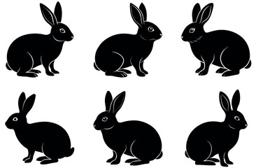 Fototapeta premium Rabbit Silhouette SVG Bundle for Easter Crafts, Cute Bunny Clipart for Cricut Projects, Farm Animal Vector Design, Pet Rabbit SVG Files for Kids Craft, Wildlife Woodland Bunny Cut Files