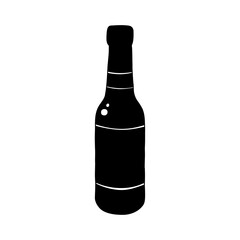 black block vector glass bottle, hand drawn illustration 