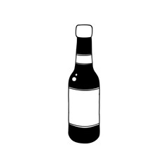 black block vector glass bottle, hand drawn illustration 
