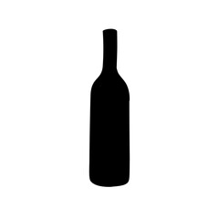 black block vector glass bottle, hand drawn illustration 
