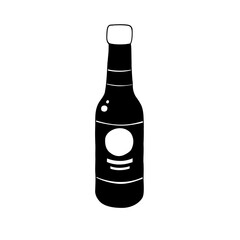 black block vector glass bottle, hand drawn illustration 