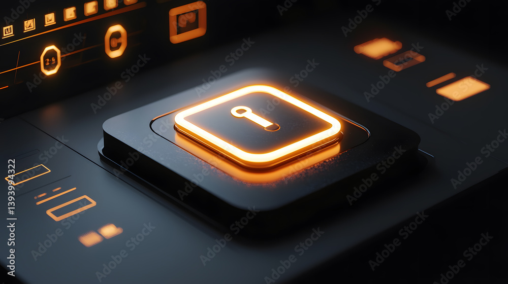 Poster secure digital keypad interface modern business environment stock image technology concept high-tech