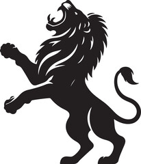 Naklejka premium Lion black silhouette vector, Lion vector 