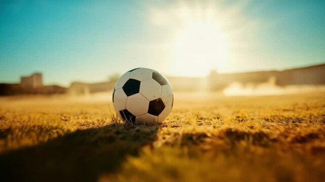 The soccer ball lay on the grass, ready for a game, its surface scuffed from countless matches and adventures.