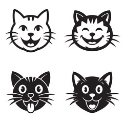 Happy Cat Silhouette Bundle Clip Art Vector Illustration