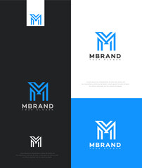 Modern Blue and White M Letter Logo Design Branding