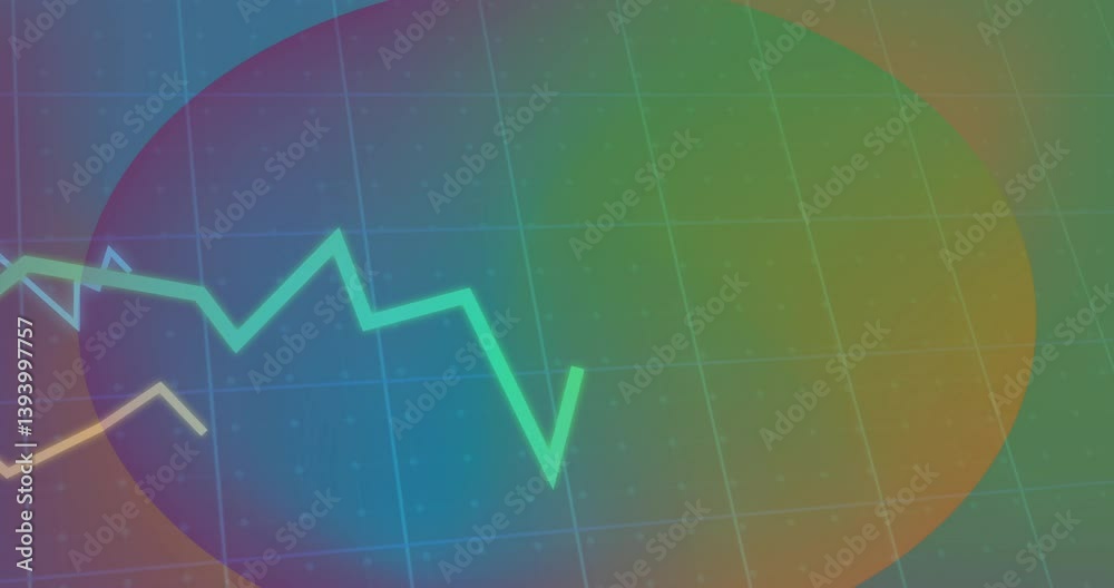Poster Animation showing colorful line graph with fluctuating data on gradient background