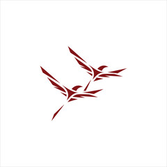 Two stylized birds in flight vector illustration
