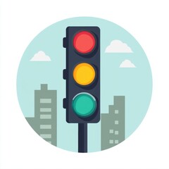 Public transportation. Traffic Light in a City Setting