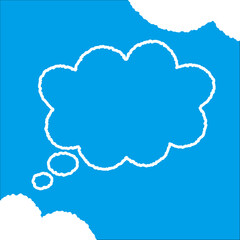 ちぎり絵のようにジワジワ滲んだラフなアウトラインの白い雲のようなフキダシ・フレームシリーズ。セリフや名札（ネーム）やワッペンに。ベクター素材