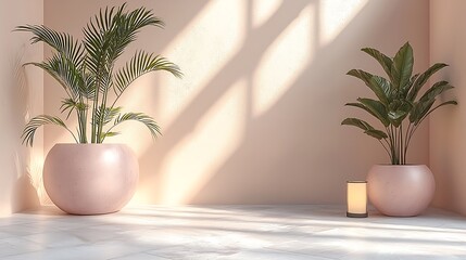 Obraz premium Calm, sunlit room with plants