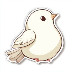 Fototapeta premium Cute animal sticker featuring round, white bird with small beak and big eyes. This charming design captures essence of joy and playfulness, perfect for decorating various items