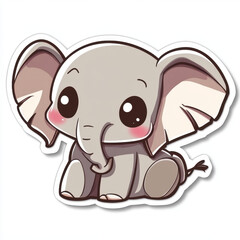 Obraz premium Cute animal sticker featuring playful elephant with big eyes and charming expression. This adorable design captures essence of joy and playfulness, perfect for decorating various items