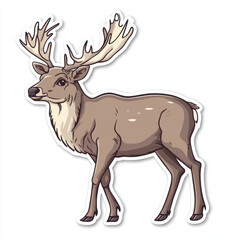 Obraz premium beautiful animal sticker featuring majestic deer with impressive antlers. This illustration captures grace and elegance of wildlife, perfect for nature lovers and enthusiasts