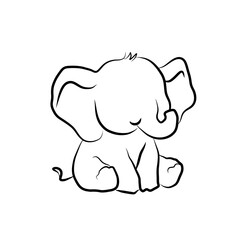 elephant cartoon illustration, elephant hand drawn