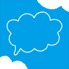 ちぎり絵のようにジワジワ滲んだラフなアウトラインの白い雲のようなフキダシ・フレームシリーズ。セリフや名札（ネーム）やワッペンに。ベクター素材