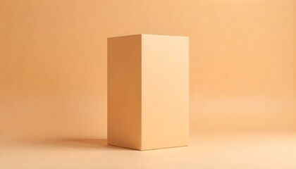 Obraz premium A studio shot features a tall, rectangular box in a light brown color, set against a matching light brown background