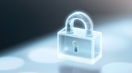 Fototapeta premium Digital security innovations floating lock icon virtual workspace graphic design futuristic environment close-up view cyber protection