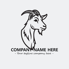 Head of goat illustration black and white for logo company vector image

