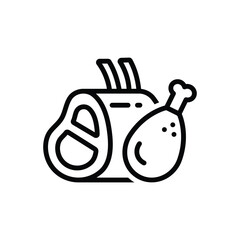Black line icon for meat