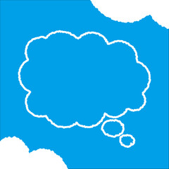 ちぎり絵のようにジワジワ滲んだラフなアウトラインの白い雲のようなフキダシ・フレームシリーズ。セリフや名札（ネーム）やワッペンに。ベクター素材