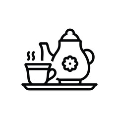 Black line icon for tea