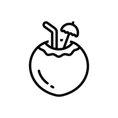Black line icon for coconut water