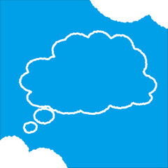 ちぎり絵のようにジワジワ滲んだラフなアウトラインの白い雲のようなフキダシ・フレームシリーズ。セリフや名札（ネーム）やワッペンに。ベクター素材