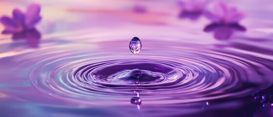 drop of water on purple background