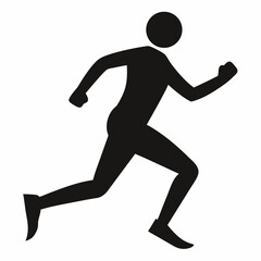 Run faster black silhouette icon on white background