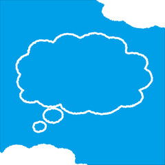 ちぎり絵のようにジワジワ滲んだラフなアウトラインの白い雲のようなフキダシ・フレームシリーズ。セリフや名札（ネーム）やワッペンに。ベクター素材