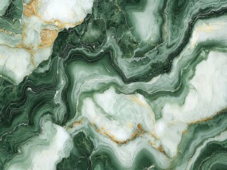 Obraz premium Abstract emerald patterns resemble flowing water, creating an organic and mesmerizing design on stone texture. White and gold accents.