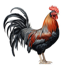Red-Black White Rooster on transparent background